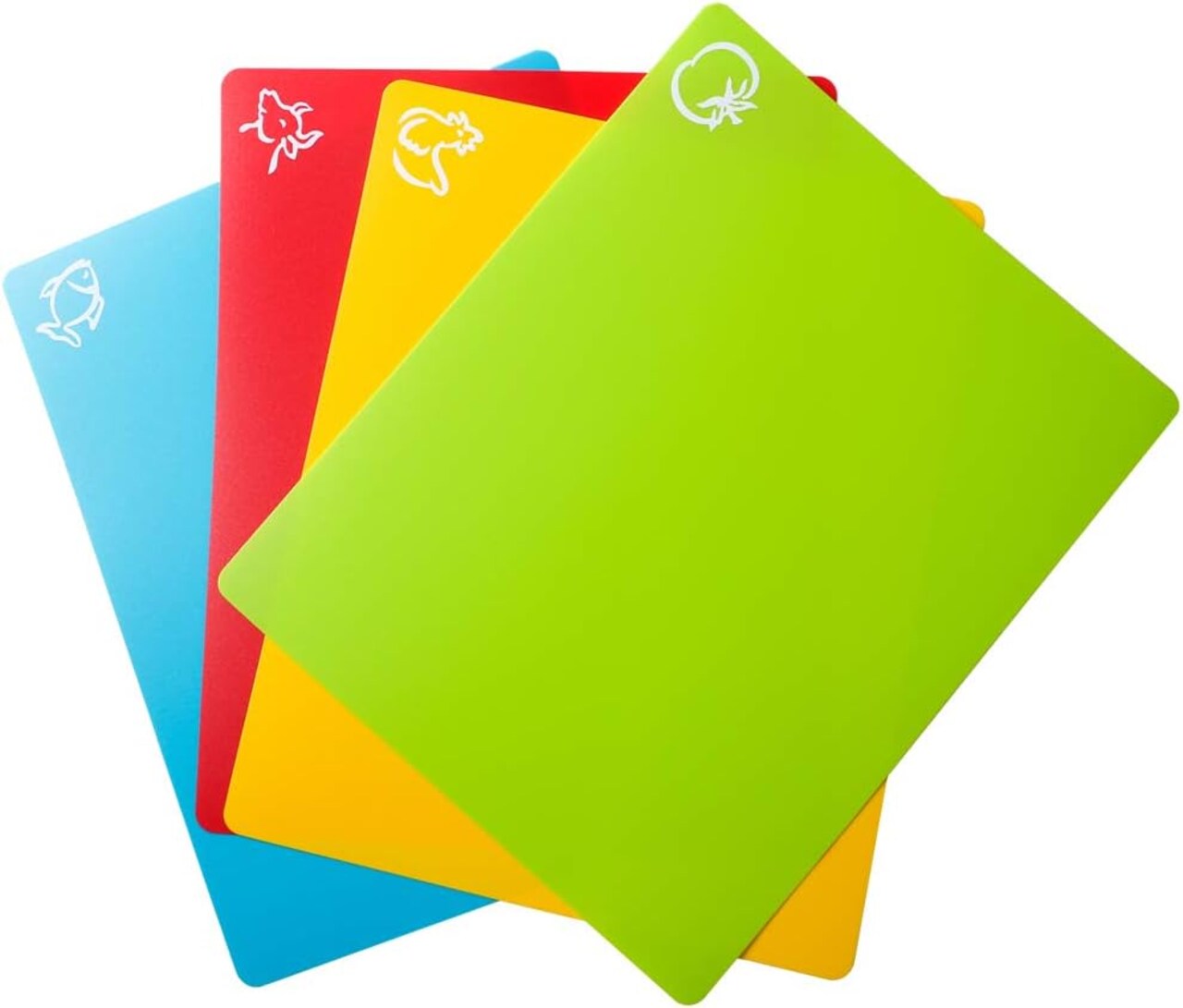 Flexible Plastic Cutting Board Mats, Colored Mats With Food Icons, Gripped Back, Cutting board Set of 4 (1)